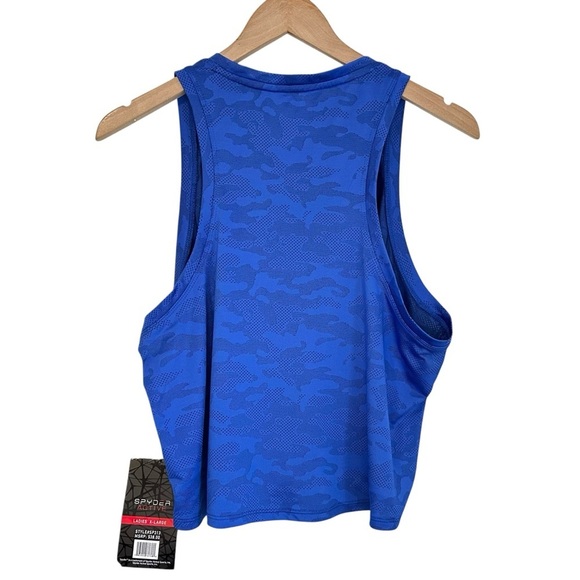 Spyder Active Womens Cropped Camo Tank Top Sz XL Blue Activewear - Picture 2 of 8